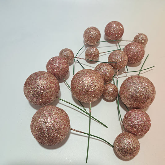 Glitter Rose Gold Faux Ball Set